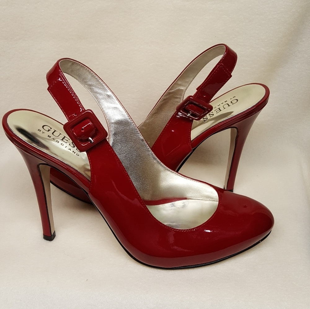 Guess patent leather slingbacks